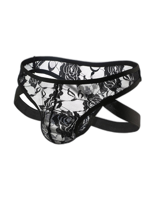 2-pack Men's Lace See-through Thongs