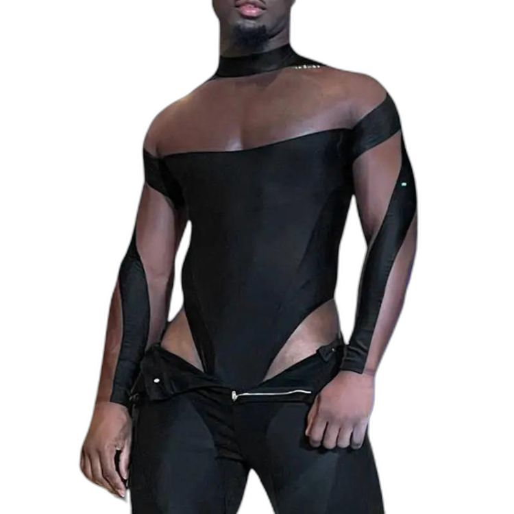 Turtleneck Long Sleeve Mesh Bodysuit