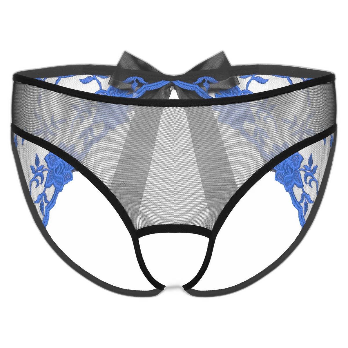 Open Crotch Embroidered Mens Lace Briefs