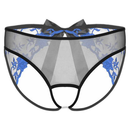 Open Crotch Embroidered Mens Lace Briefs