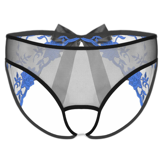 Open Crotch Embroidered Mens Lace Briefs
