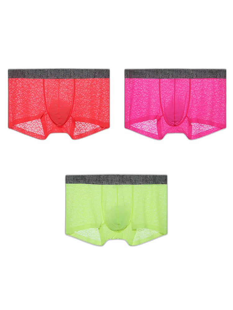3 Pack Men's Lace Breathable Sweat-Wicking Trunks