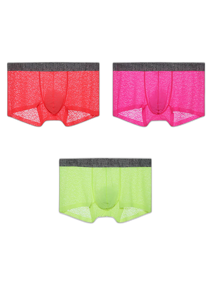 3 Pack Men's Lace Breathable Sweat-Wicking Trunks