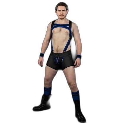 Mr.S Leather X-Factor Carbon Black Body Harness | Blue