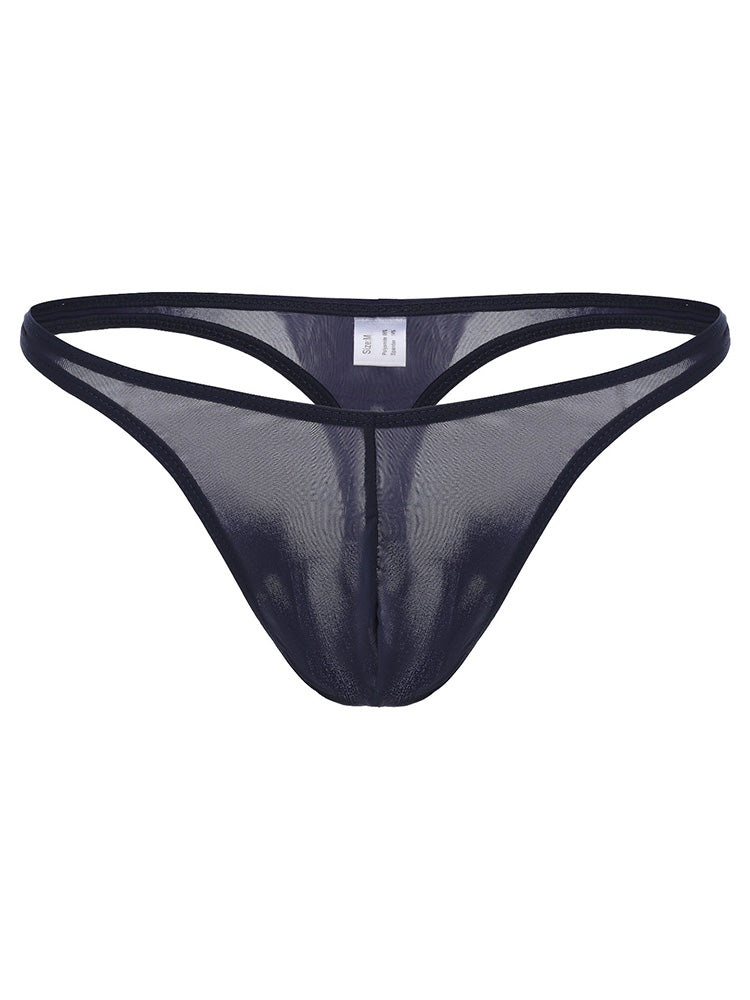 Men's Low-Rise Solid Color Ice Silk Thong