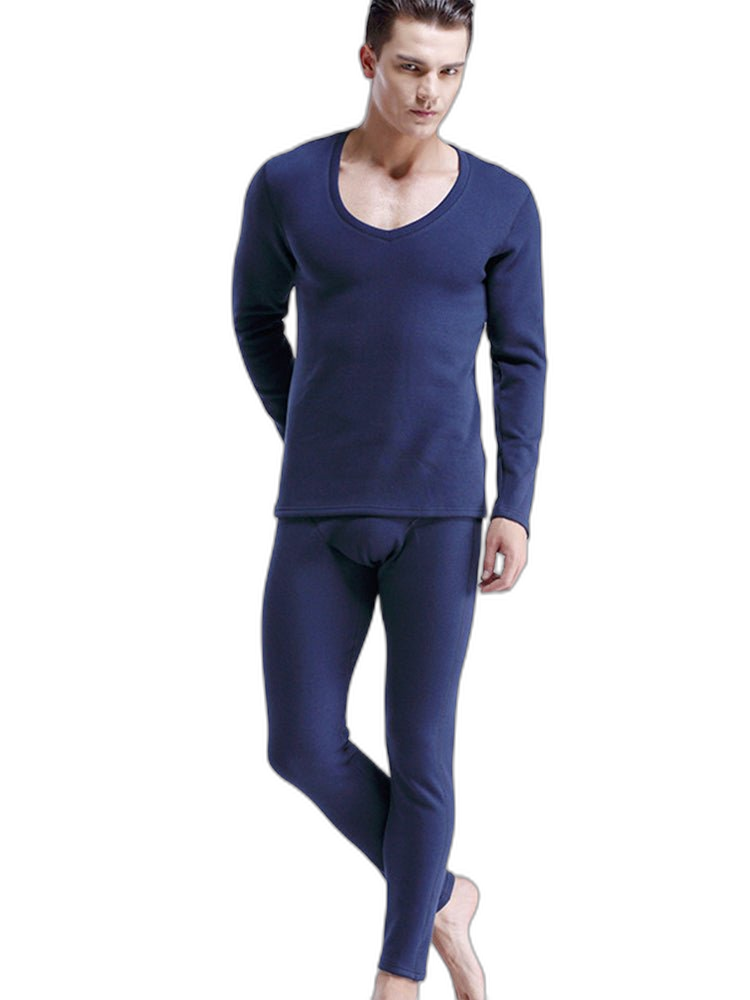 V-Neck Thermal Underwear With Fleece Lined
