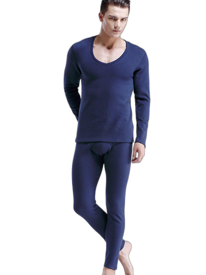 V-Neck Thermal Underwear With Fleece Lined