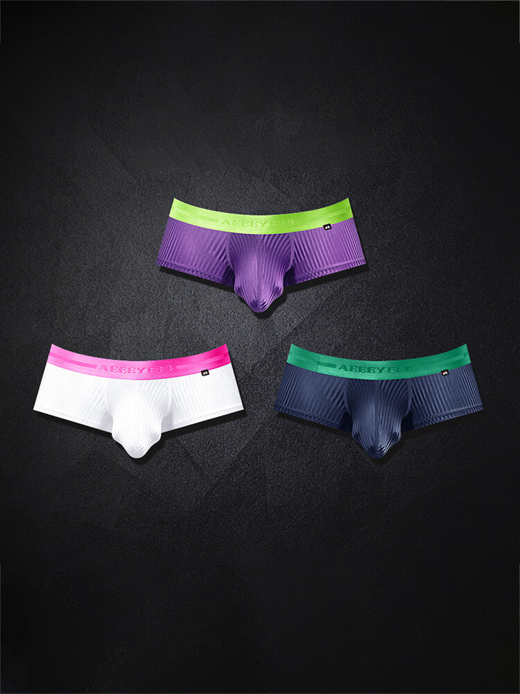 Men's Shiny Stripes Sexy Low-Rise Boxer Briefs