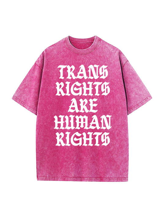 Vintage Washed Trans Rights Print Cotton T-shirt 