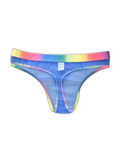 3-pack Men's Rainbow Trim Sheer Mesh Thong