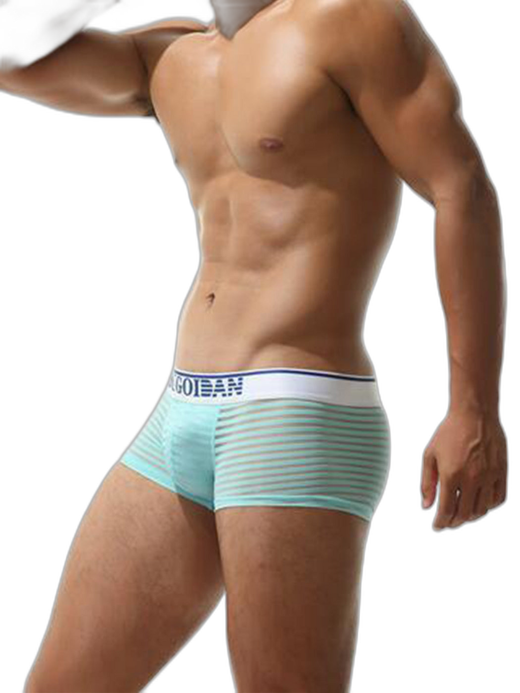 Men's Sexy Transparent Striped Trunks