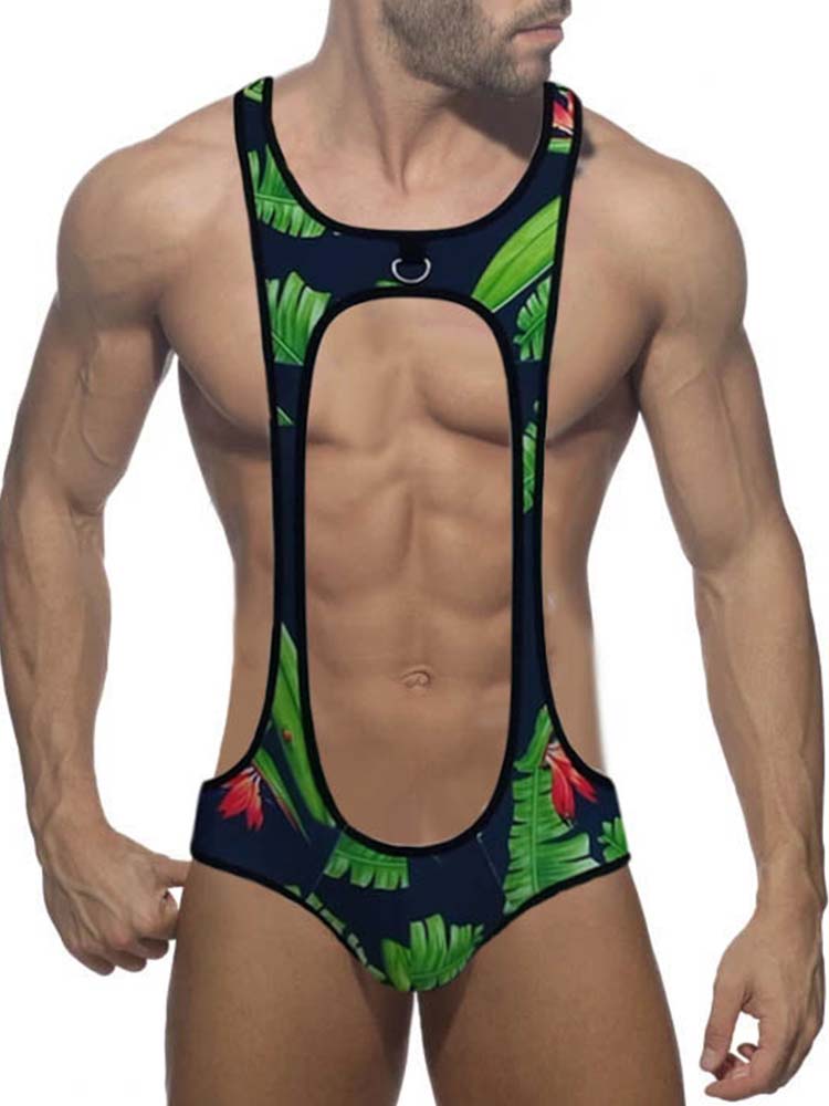 Men's Cutout Thong Bottomless Bodysuit