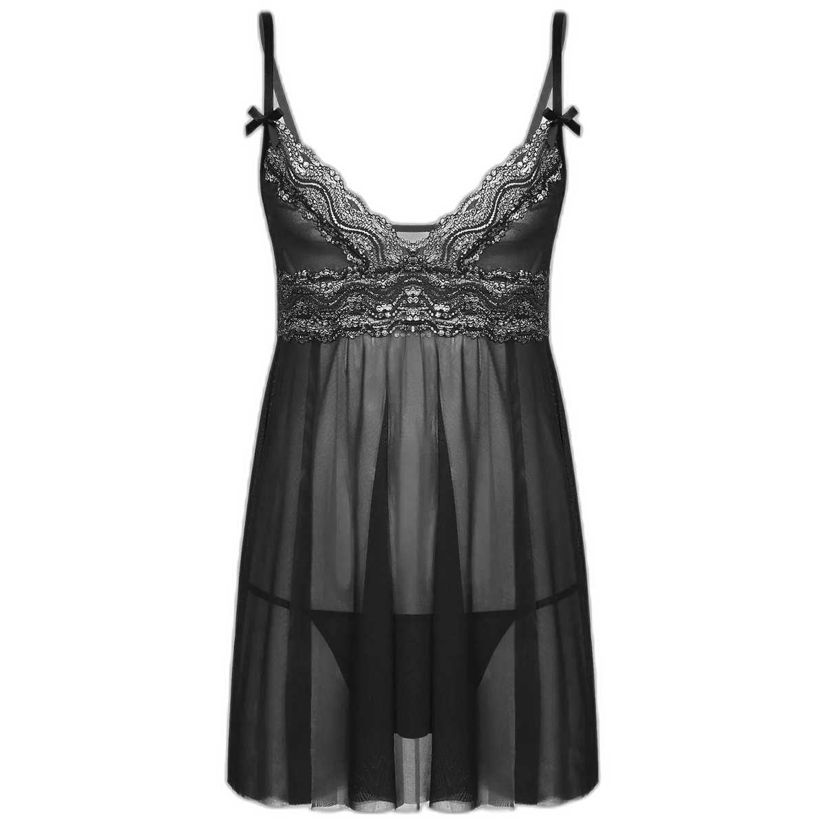 Mesh Floral Lace Sissy Mini Nightgown Set