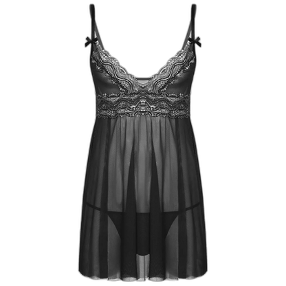 Mesh Floral Lace Sissy Mini Nightgown Set