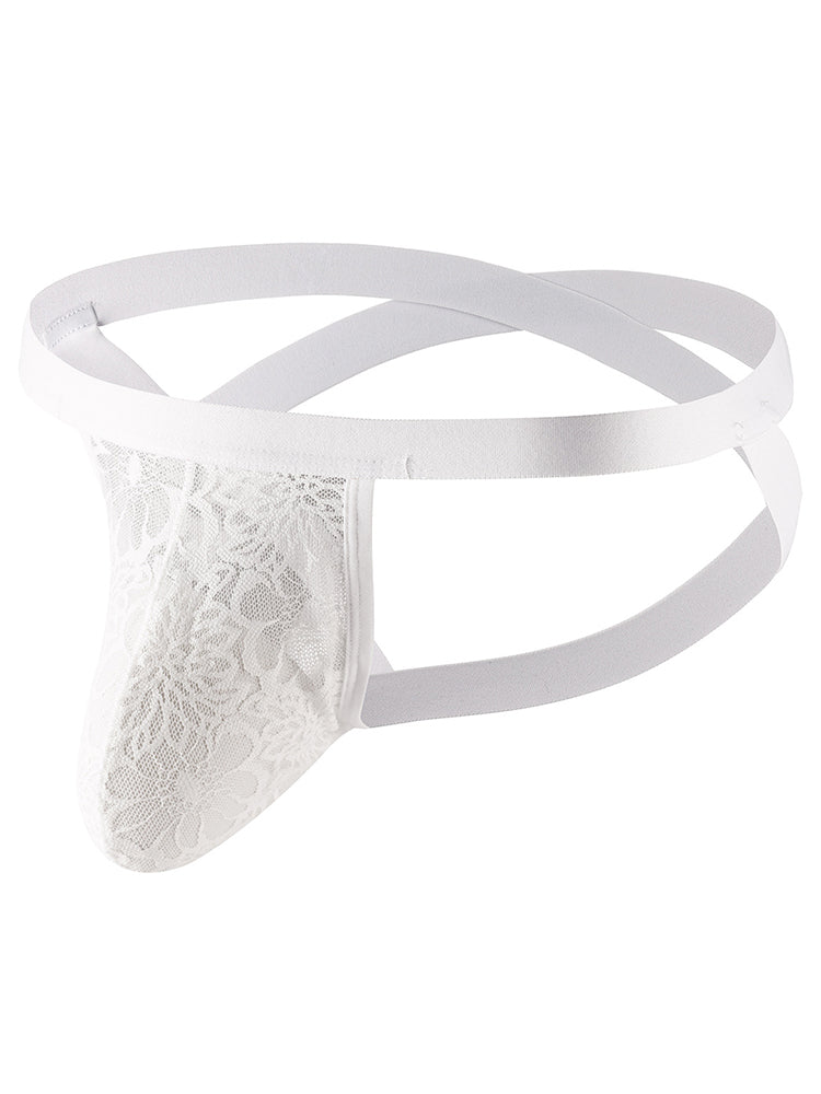 Men's Sexy Lace Crossed Waistband U-Shaped Jockstrap