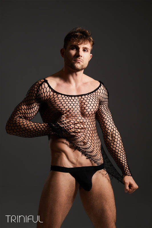 Men's Mesh Fishnet Long Sleeves