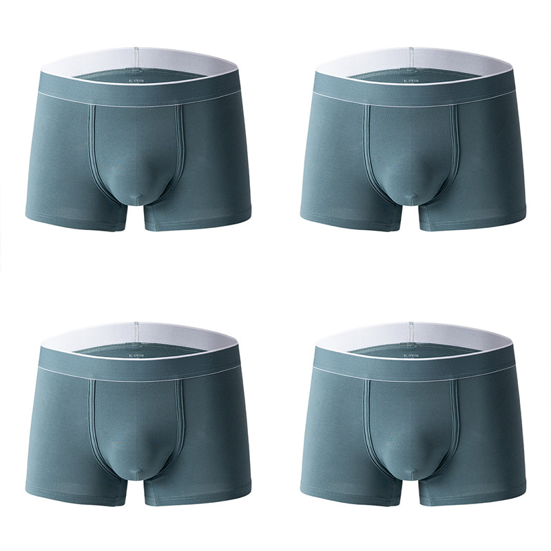 4Pcs Men's Cotton Solid Mid-rise Trunks