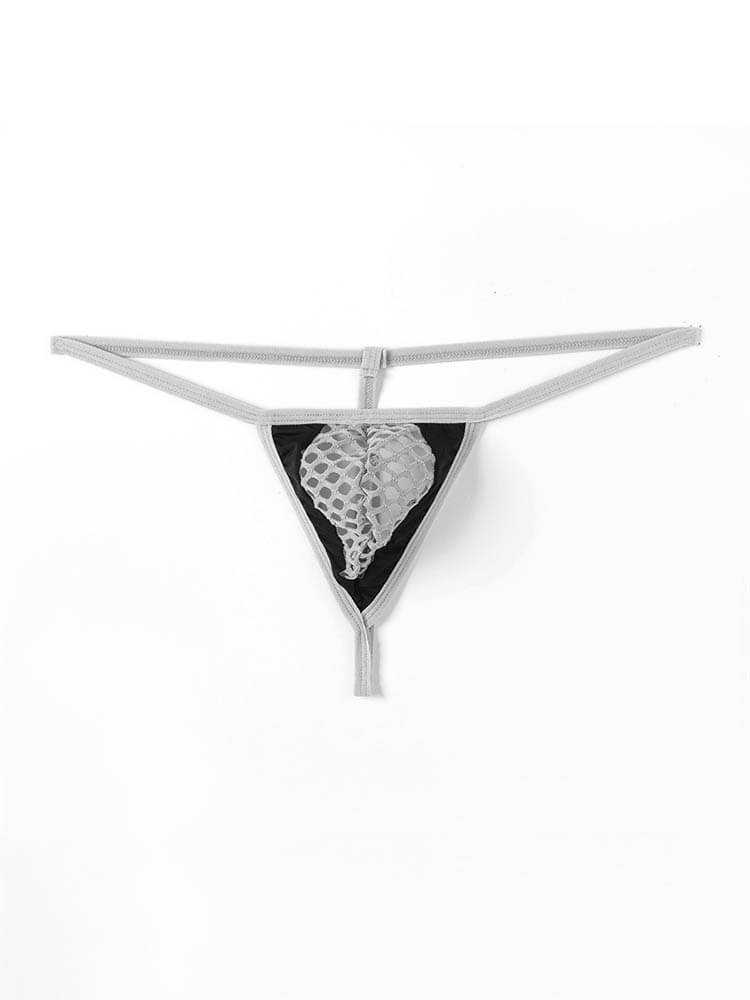 Men's Hollow Mesh Sexy Colorblock Thong