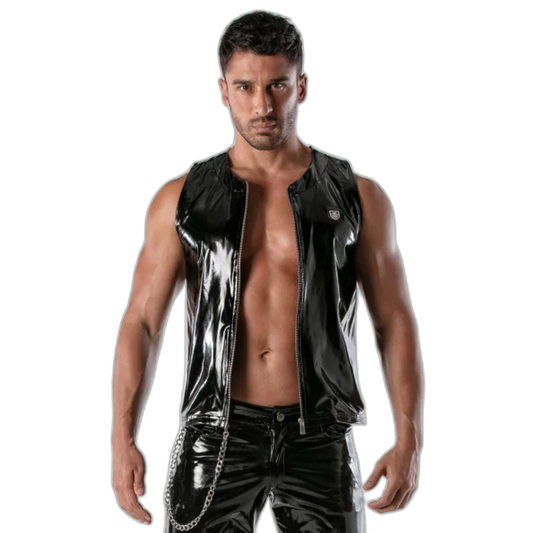 TOF Paris Vinyl Zip Tank Top Black