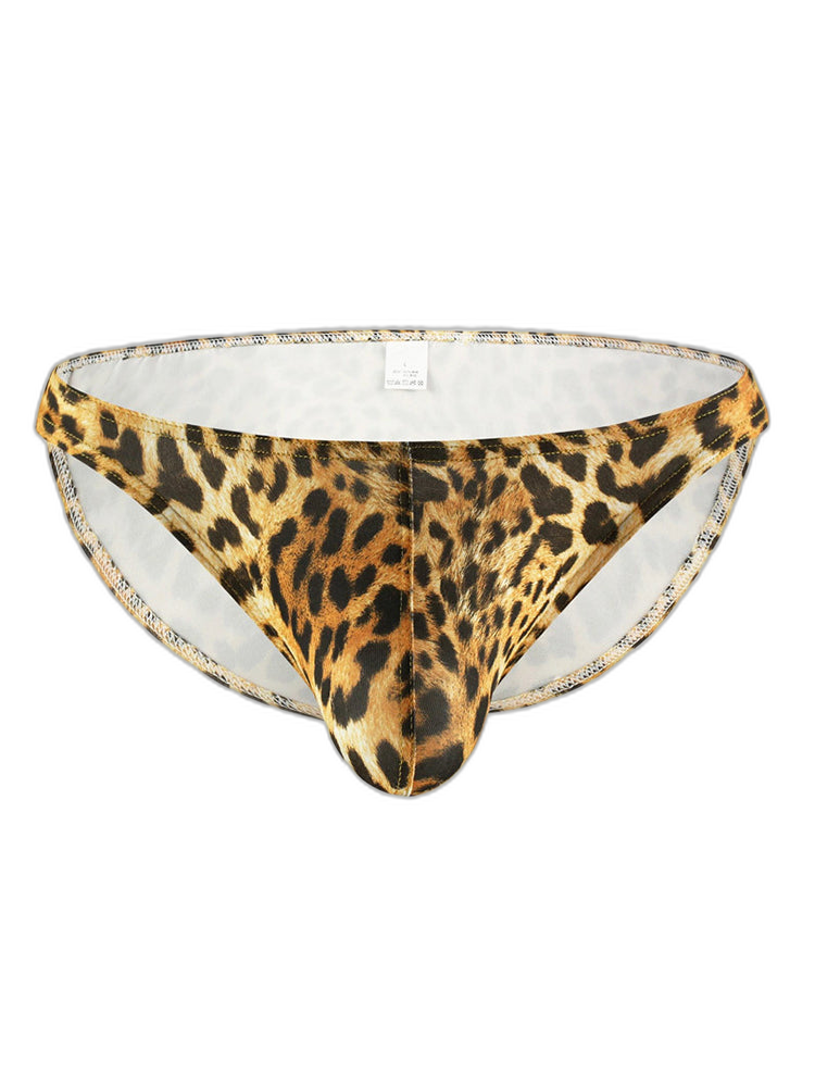 4 Pack Men's U-Convex Leopard Print Nylon Bikini