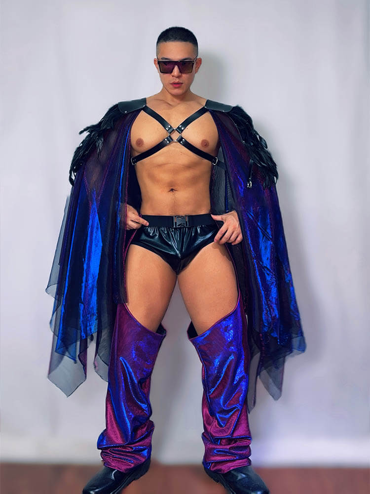 Men's Tech-Style Feather Performance Costume Set
