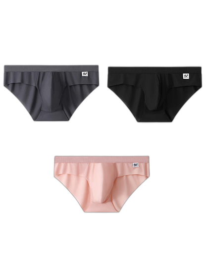 3 Pack Men's Ultra-Thin Breathable Ribbed Ice Silk Briefs