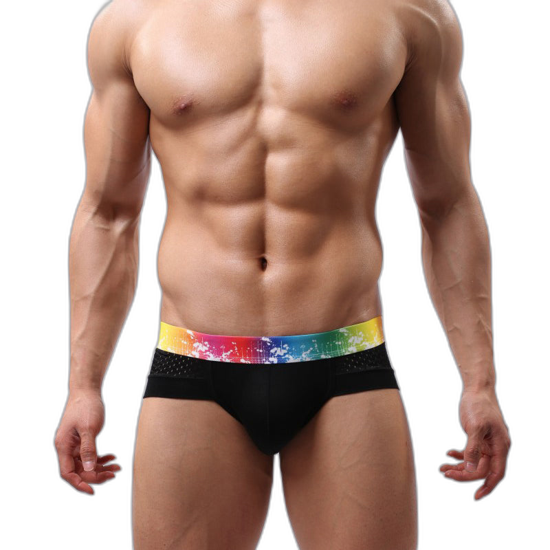4 Pack Breathable Modal Colored Belt Briefs-rainbow pride underwear