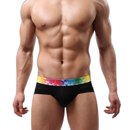 4 Pack Breathable Modal Colored Belt Briefs-rainbow pride underwear