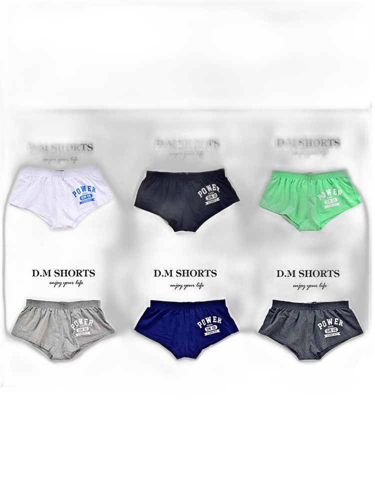 2-pack Men's DM Printed Lettering Low Waist Sexy Cotton Boxer Shorts