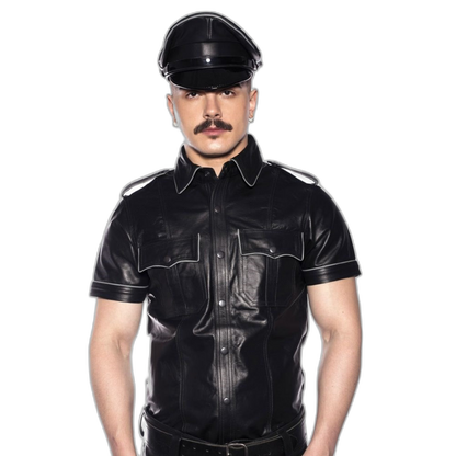 Prowler RED Leather Police Shirt Black Grey XS
