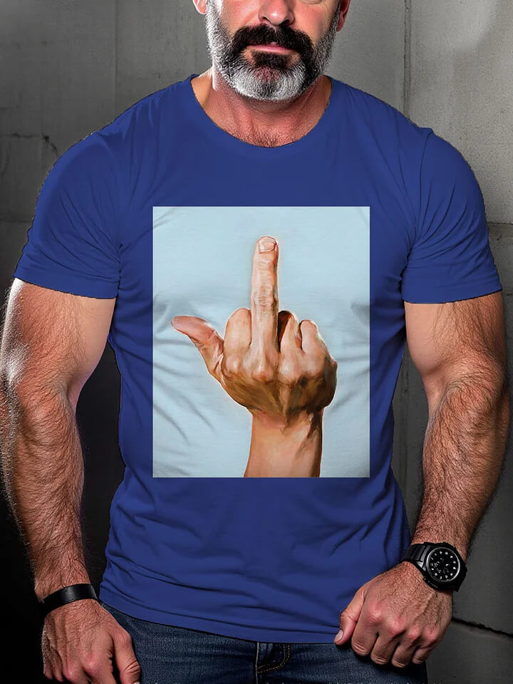 Men's Casual Middle Finger Hand Print Pride T-shirt