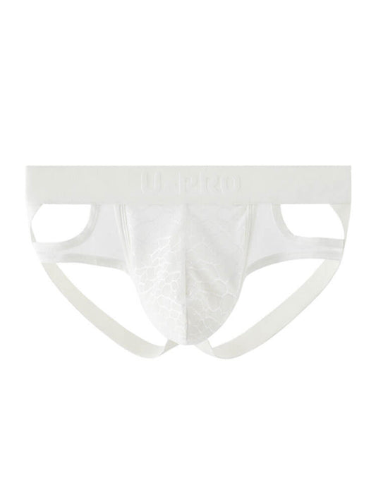 Men's Sexy Mesh Lace Patchwork Hollow Nylon Briefs