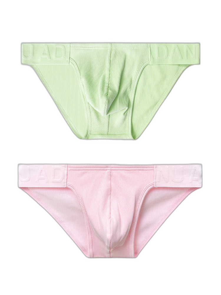2 Pack Men's Low-Rise High-Cut Ribbed Cotton Bikini