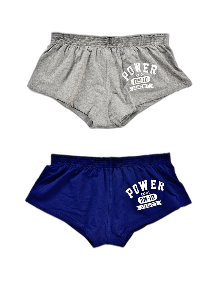 2-pack Men's DM Printed Lettering Low Waist Sexy Cotton Boxer Shorts