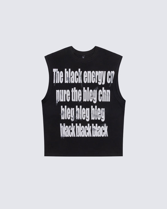 Vintage Washed Text Graphic Sleeveless Tee