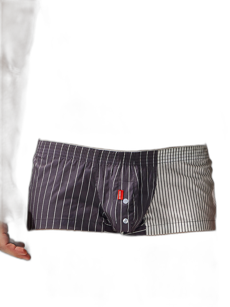 2 Pack Men's Fashionable Cotton Lounge Shorts with Stripe Patchwork