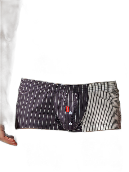 2 Pack Men's Fashionable Cotton Lounge Shorts with Stripe Patchwork