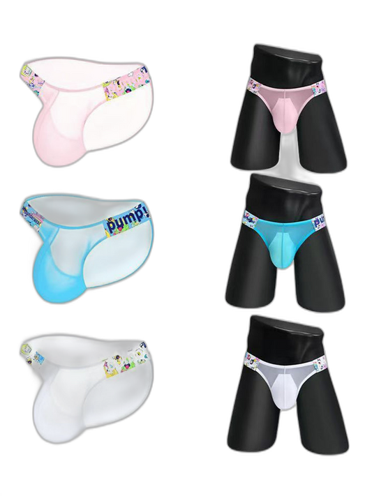 2 Pack Men's Low-Rise Seamless Sheer Breathable Briefs