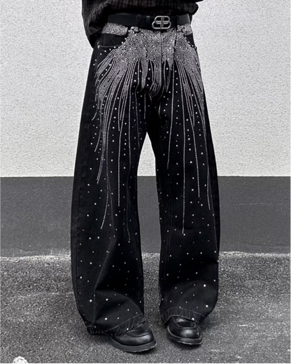 American Retro Street Style Shiny And Versatile Trousers