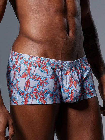 Men's Botanical Print Button-Fly Boxer Briefs