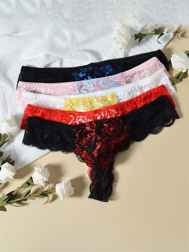 Men's Sexy Lace Trim Colorblock Seamless Briefs