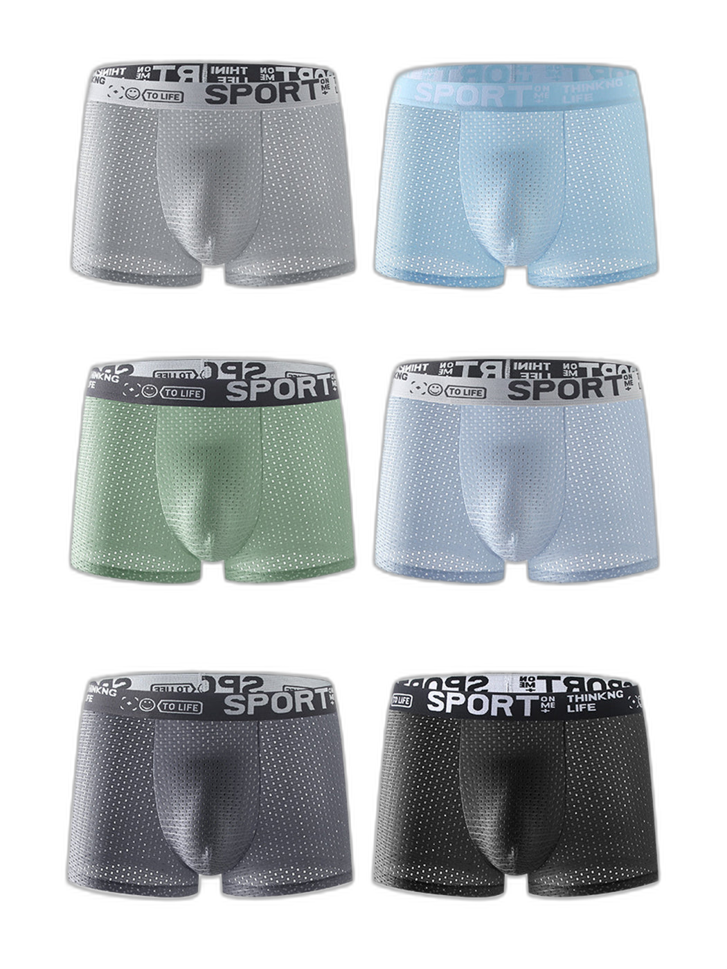 6 Pack Men’s Contour Pouch Mesh Trunks