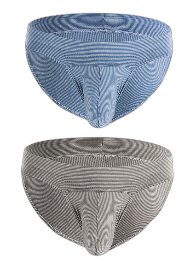 2 Pack Ball Support Pouch Ribbed Men's Bikini Underwear