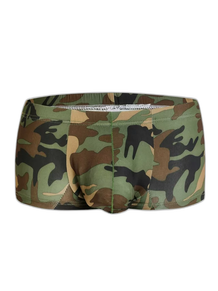 Men’s Camo Print Trunks With U Convex Front Pouch