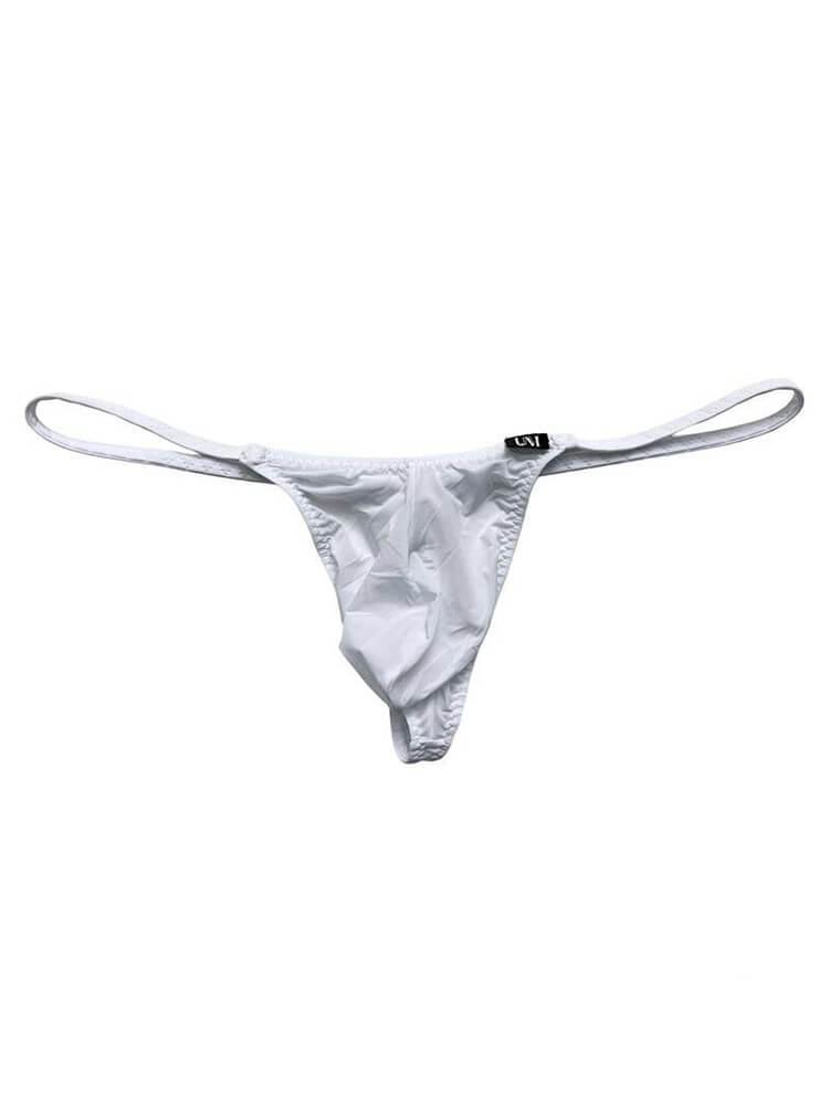 Men's Sexy Ice Silk Large Pouch Thin Thong
