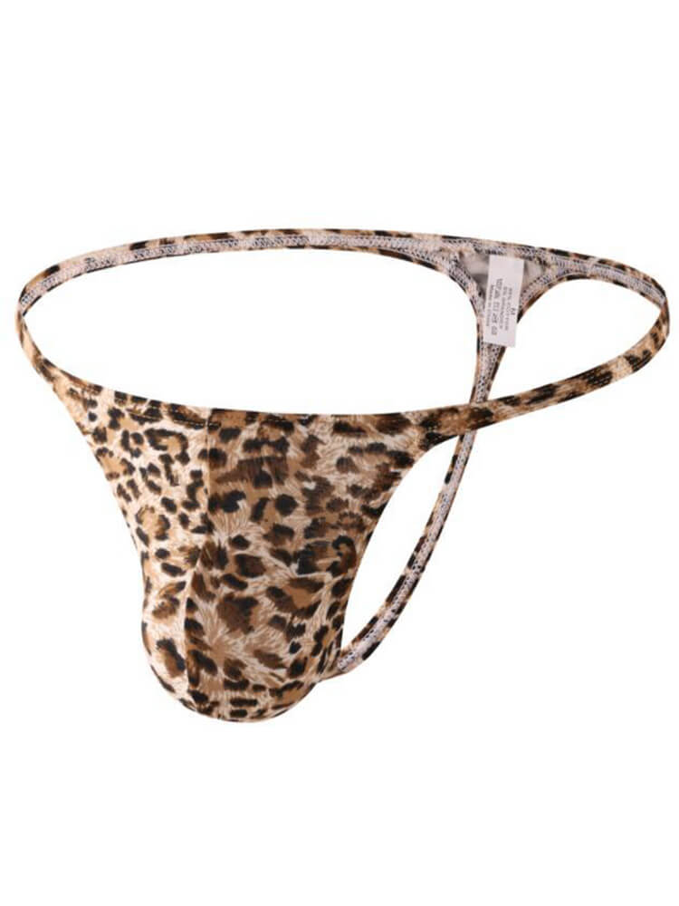 Men's Sexy Leopard Print Low-Rise Thin Strap Thong