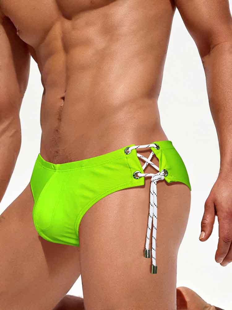 Men's Single Side Tether Low Rise Swim Briefs