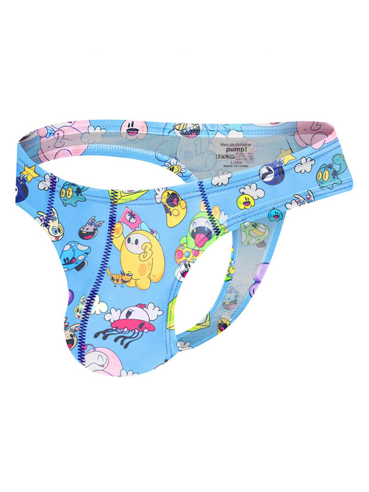 Men's Cartoon Print Sexy Low Rise Thong