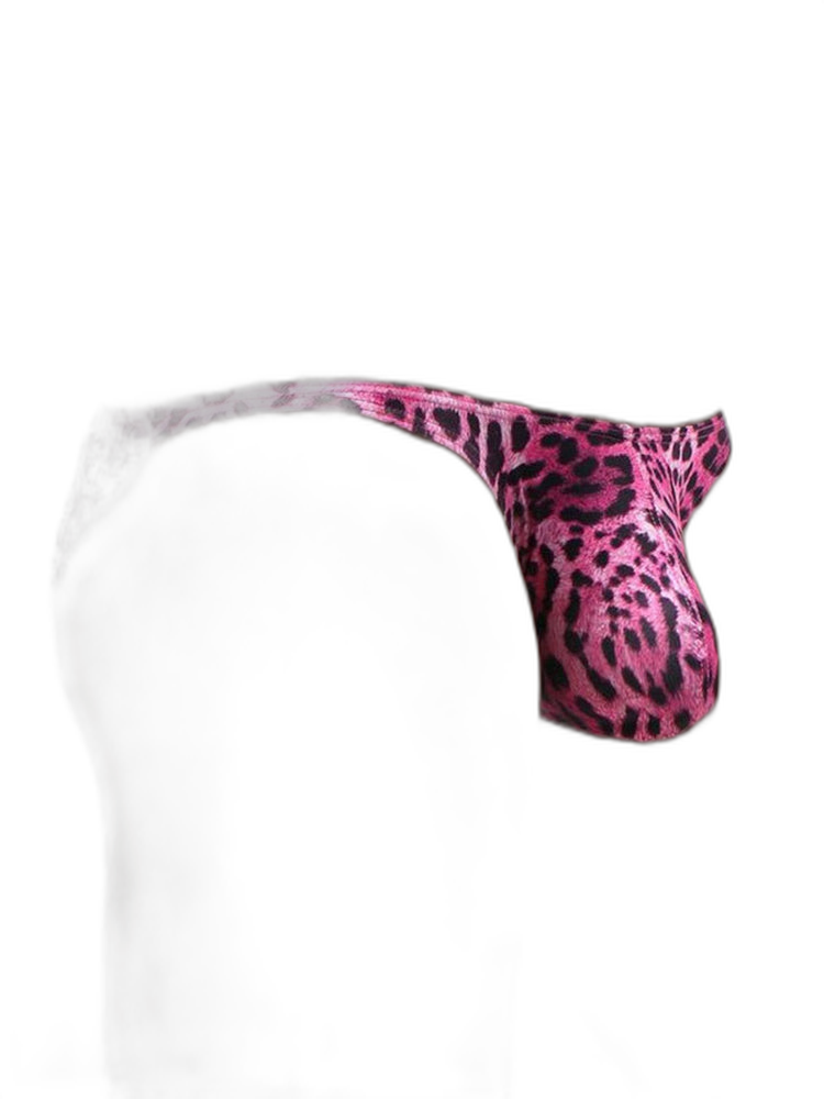 4 Pack Men's U-Convex Leopard Print Nylon Bikini