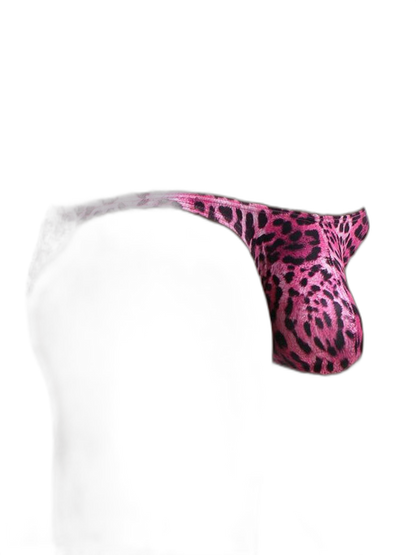4 Pack Men's U-Convex Leopard Print Nylon Bikini